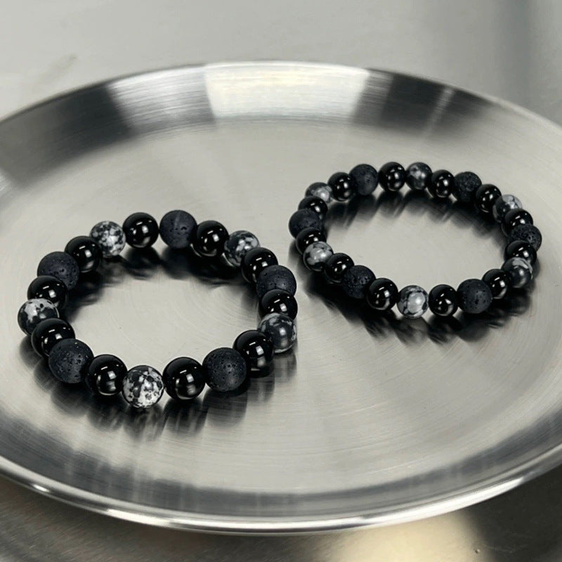 Wholesale Dark Style Obsidian Beaded Bracelet Natural Stone ACC-BT-NS002