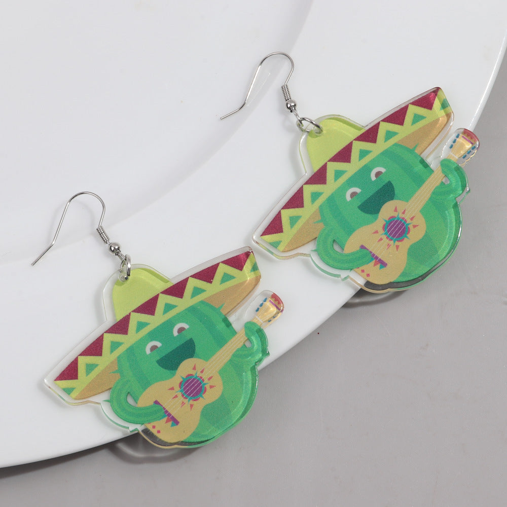 Wholesale carnival shiny exaggerated mask letters acrylic earrings