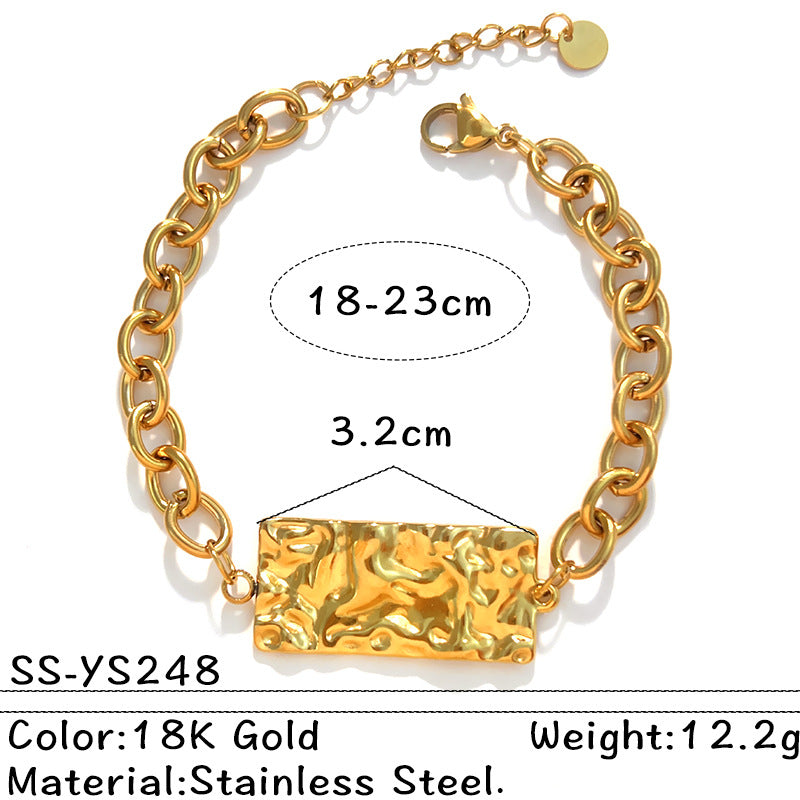 Wholesale Stainless steel bracelet with 18K gold plating,  geometric square and heart shape.