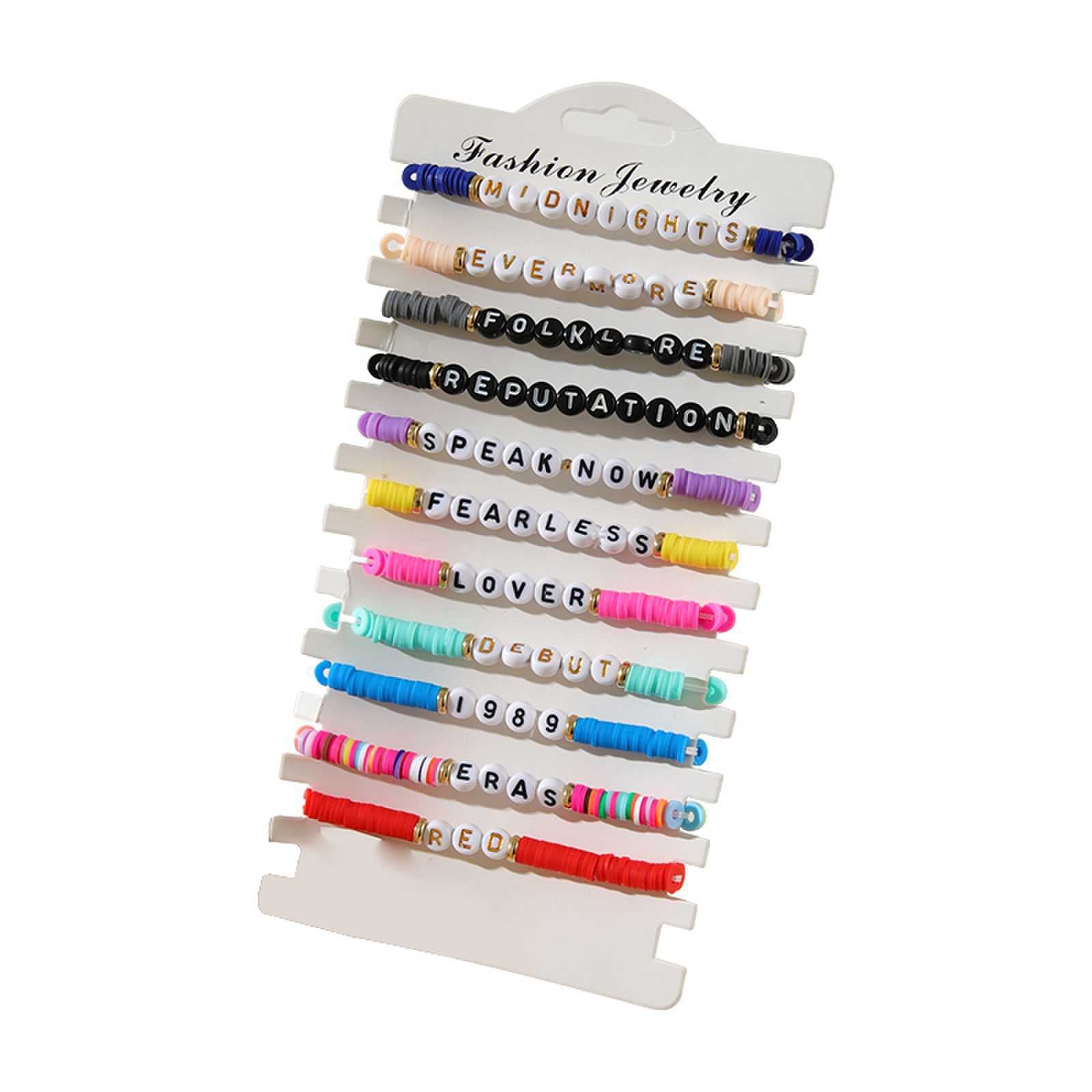 Wholesale  colorful soft pottery name bracelet suit