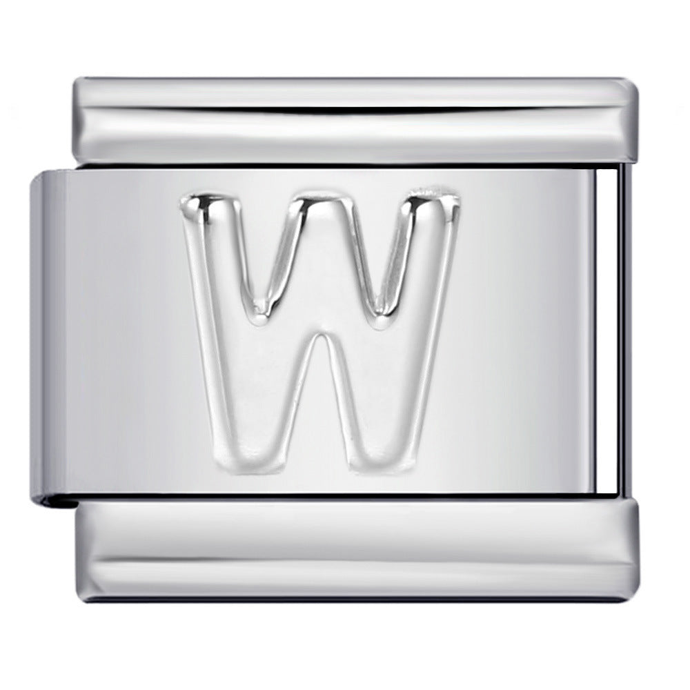 Wholesale  Italian Charm Bracelet 9mm DIY convex 26-letter  Creative Stainless Steel Composable Bracelet