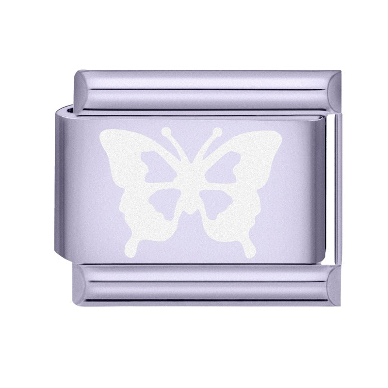 Wholesale Italian Charm Bracelet 9mm DIY Splicing Light Purple Series Stainless Steel Composable Bracelet