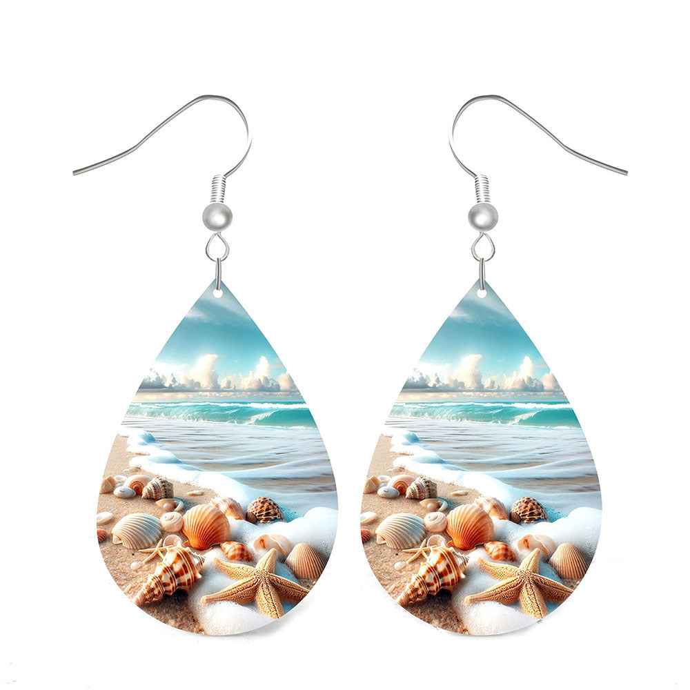 Wholesale Bohemian Ocean Style Starfish Drop Pendant Leather Earrings ACC-ES-ChuLian021