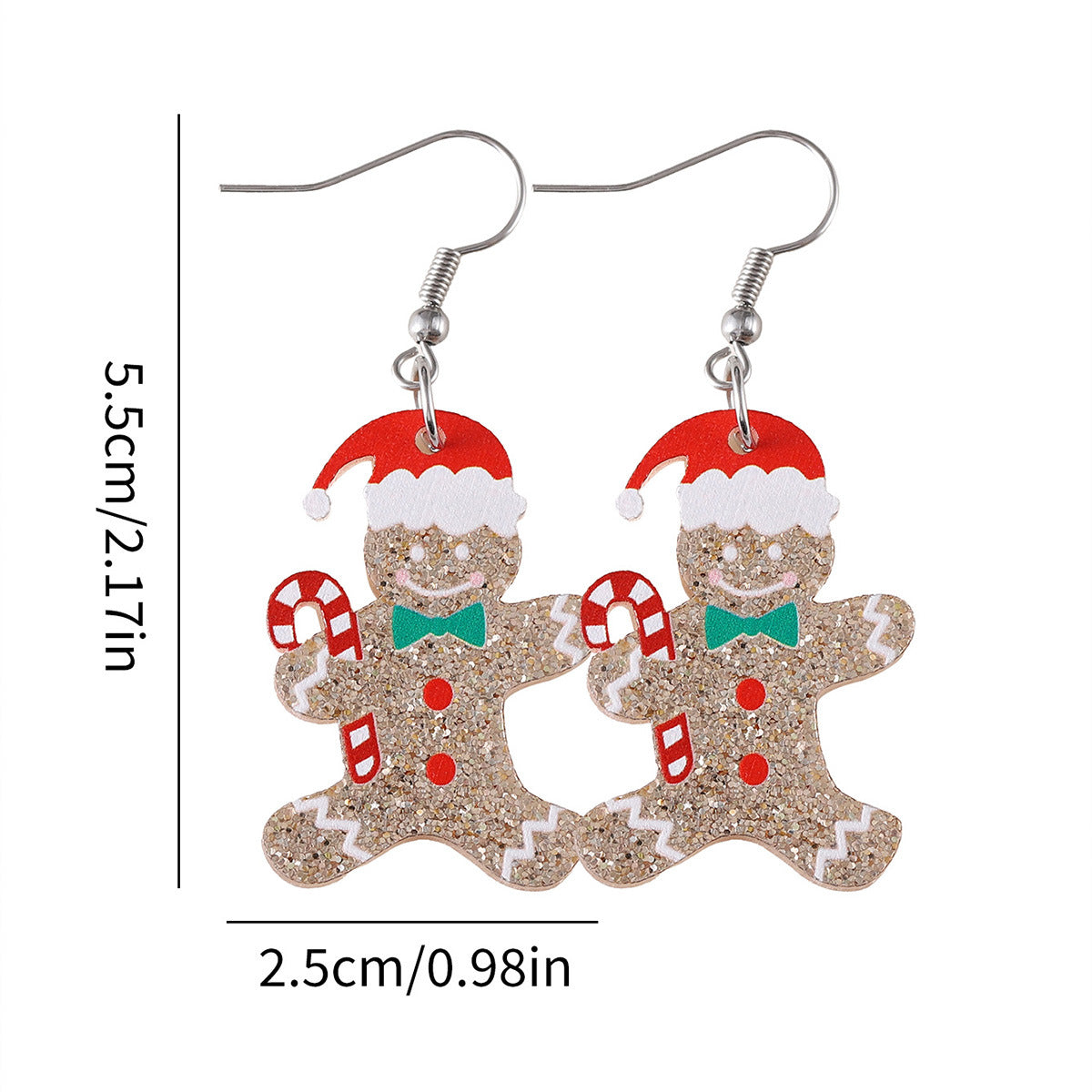 Wholesale Christmas candy cane Christmas hat gingerbread man sequin earrings