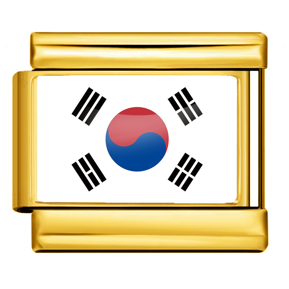 Wholesale 5pcs Italian Charm Bracelet 9mm DIY Splicing Gold Base World Flag Stainless Steel Composable Bracelet