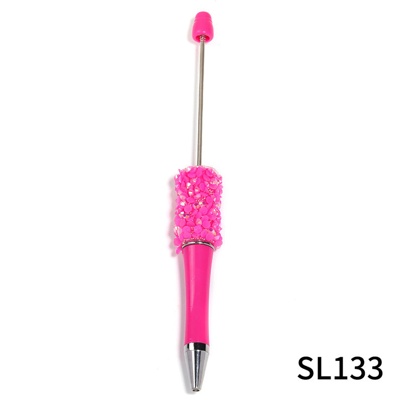 Wholesale 10pcs Beadable Pens Colorful Resin Rhinestone Fine Glitter Plastic DIY Beaded Pen ACC-PN-BLG003
