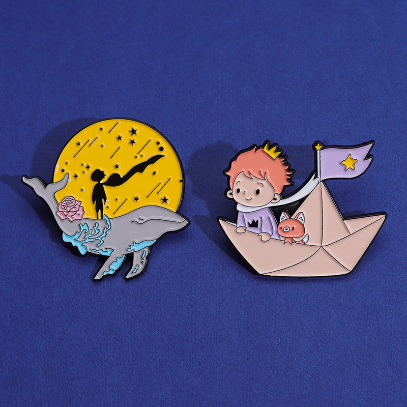 Wholesale Cute Cartoon Little Prince Star Fairy Tale Brooch Moon Aesthetic Badge ACC-BCH-QiHe002