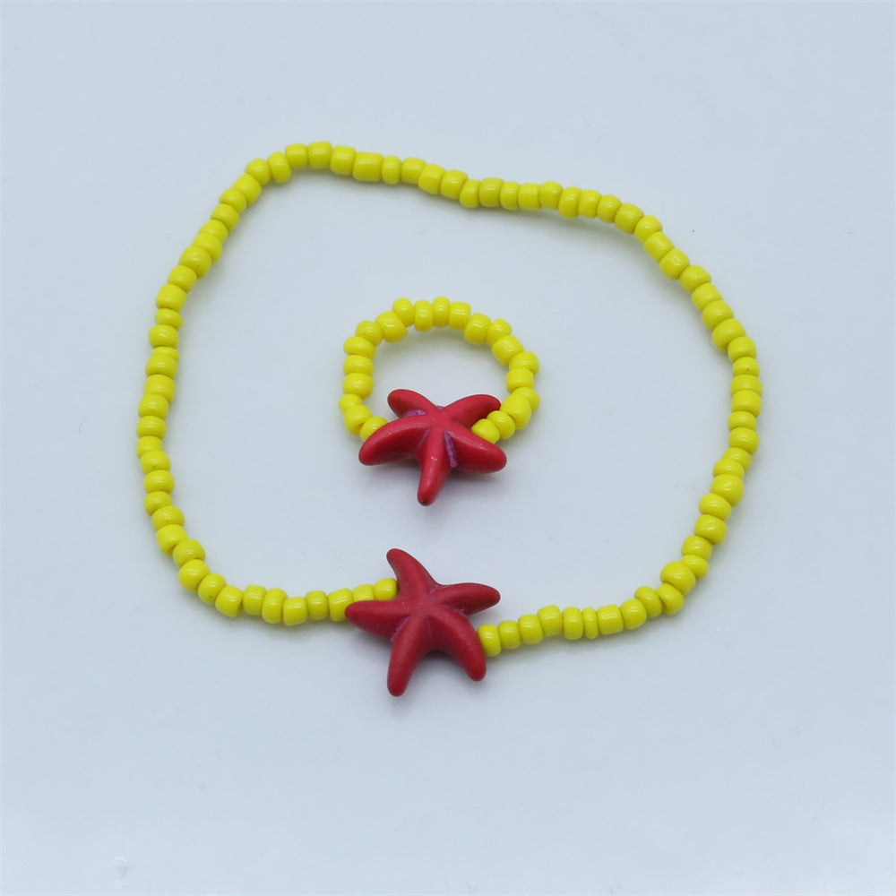 Wholesale  bohemian beach style starfish rice beads beaded bracelet