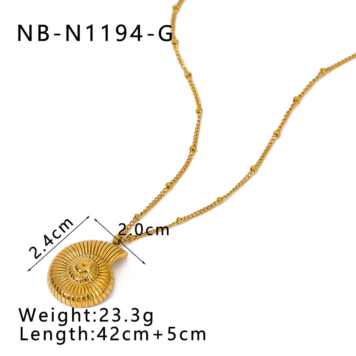 Wholesale  stainless steel marine conch pendant earrings necklace suit