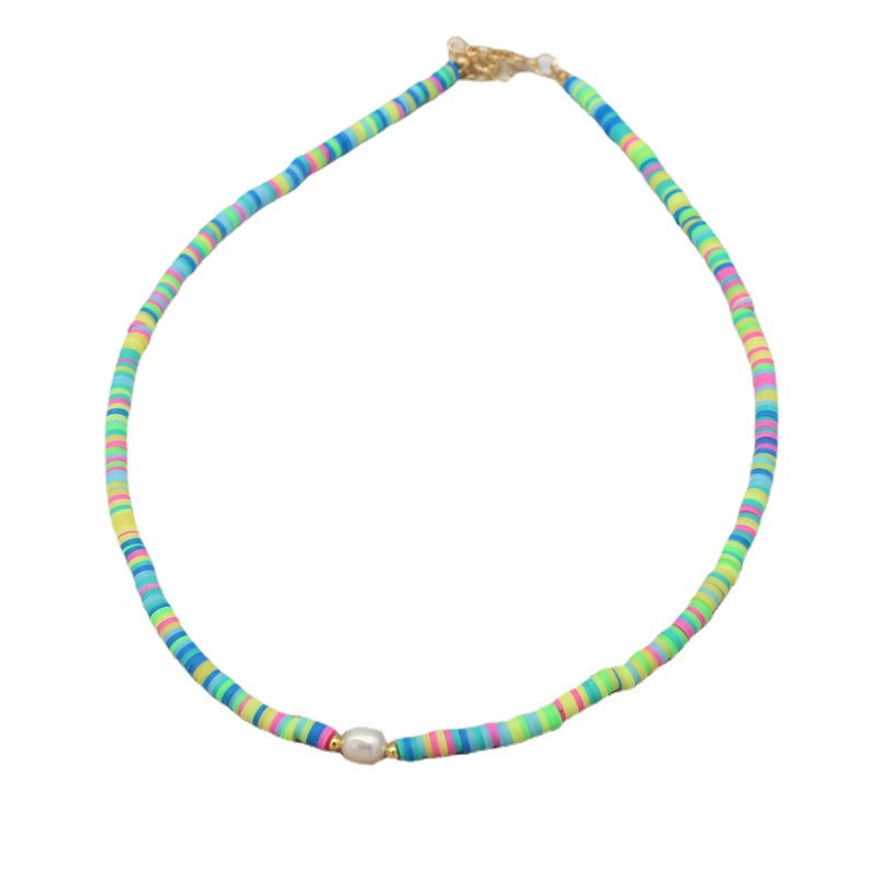 Wholesale  color soft pottery necklace