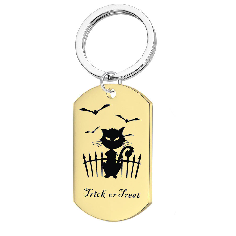 Wholesale Multi Style   Cat Dog Tag Keychain Stainless Steel Skull Engraved Keyring