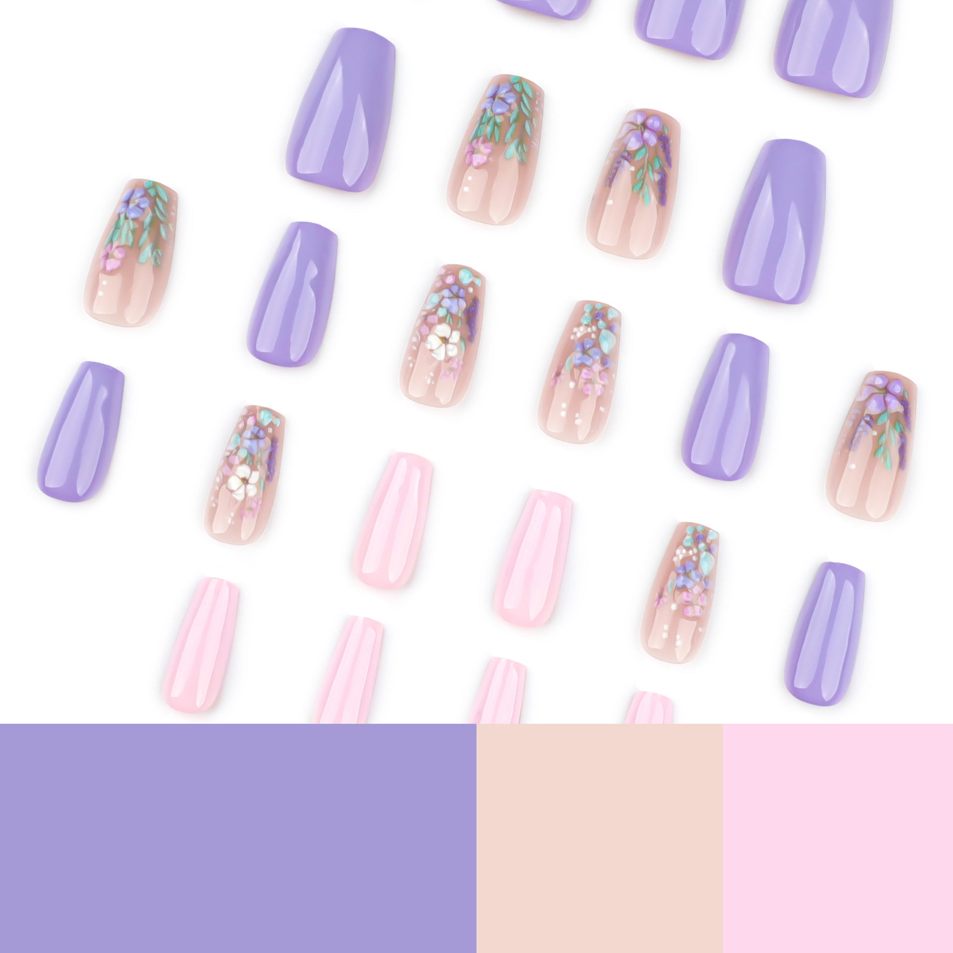 Wholesale 24 Pieces/box 3D Flowers Nails Kits Nail Stickers