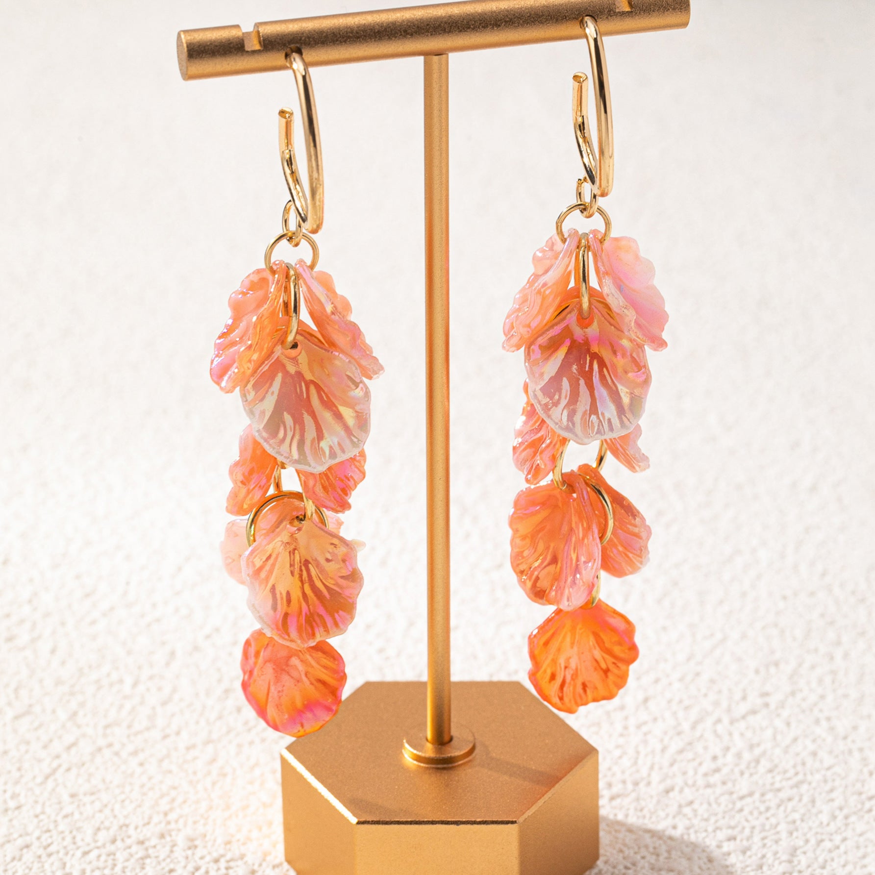 Wholesale Trendy Pink Flower Earrings Acrylic Electroplated Women S Party Jewelry Accessory Boutique Resale Gift