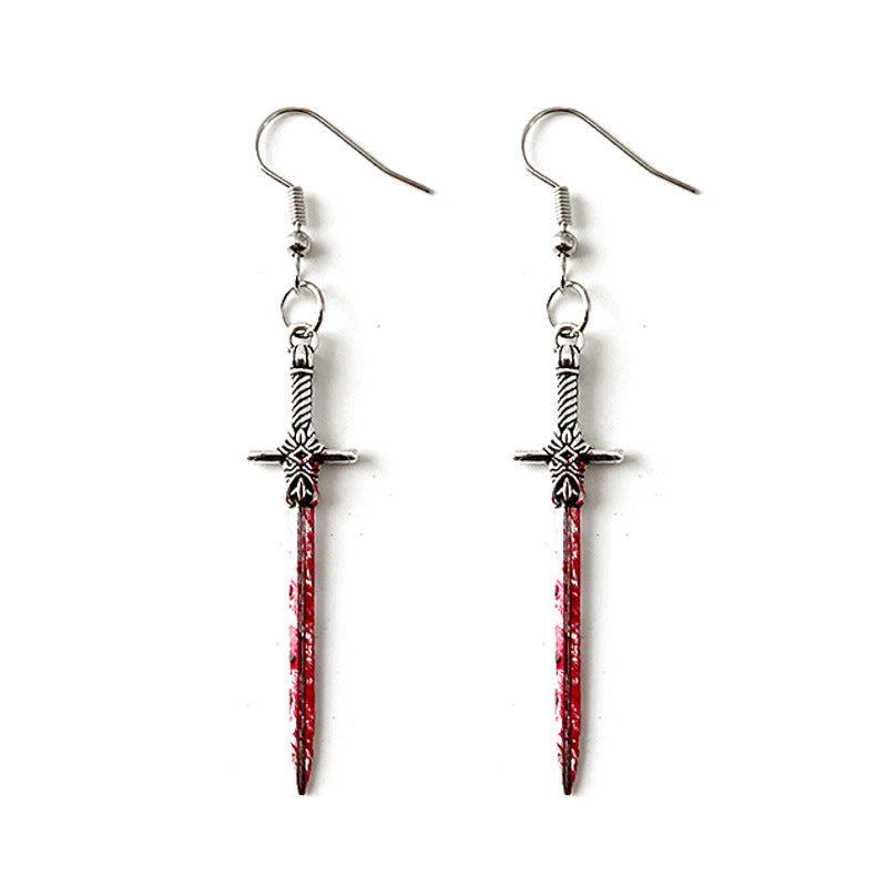 Wholesale Halloween  blood sickle long sword earrings
