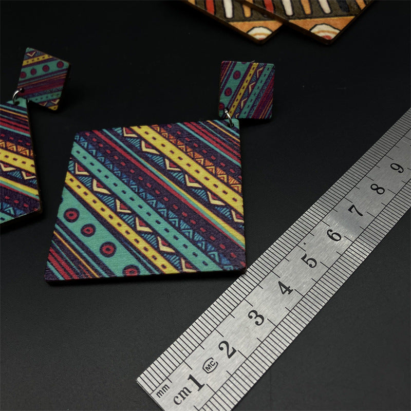 Wholesale Second Hand Vintage Bohemian Wood Long Earrings ACC-ES-FX036