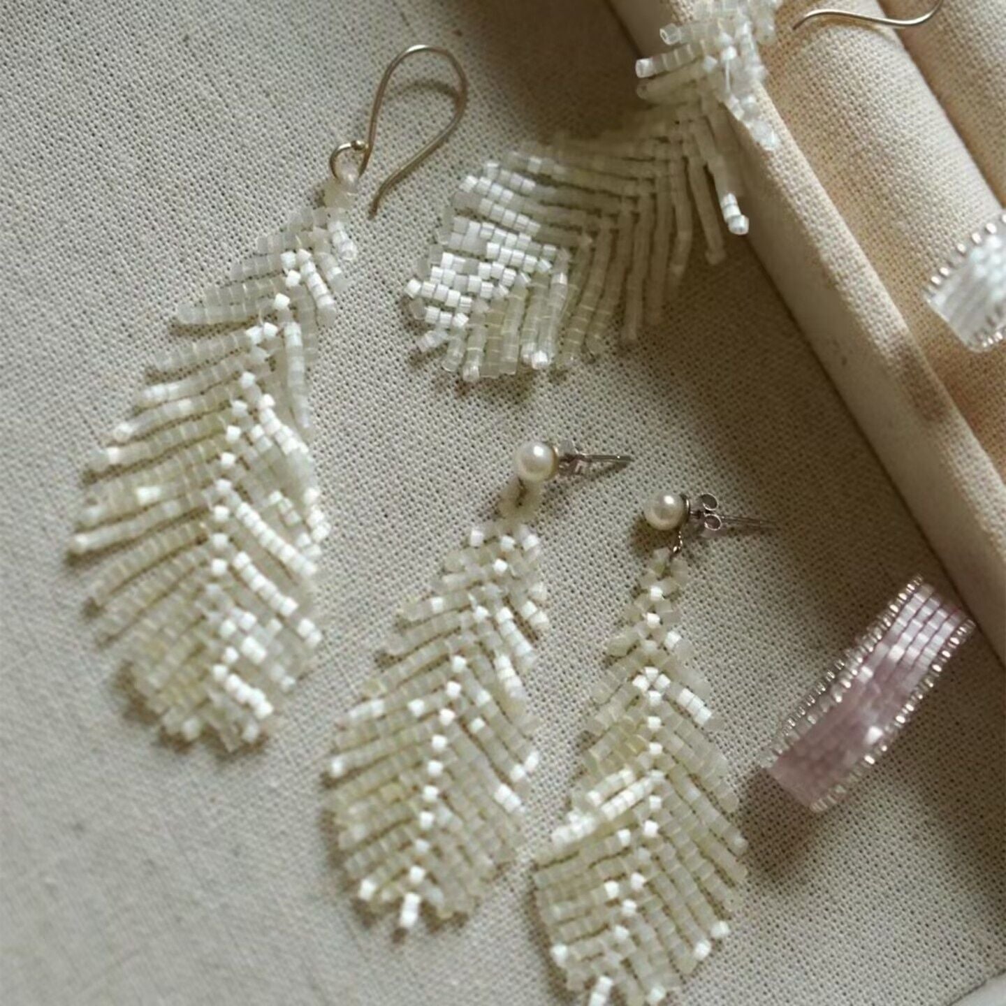 Wholesale Swan Feather Tassel Hand-Beaded Earrings