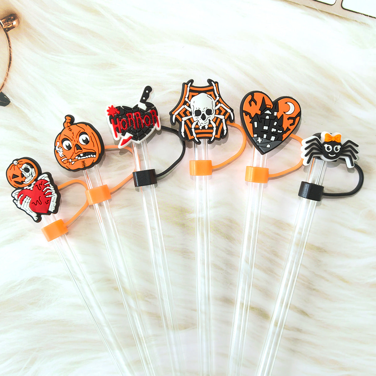 Wholesale Random 100pcs Straw Tube Cap Halloween Series Party Straw Cover ACC-SCR-RYY056