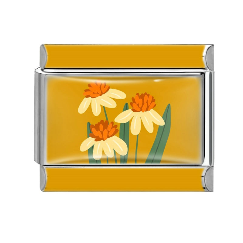 Wholesale 9mm Italian Charm Starter Bracelets DIY Flower Series Stainless Steel Composable Bracelet