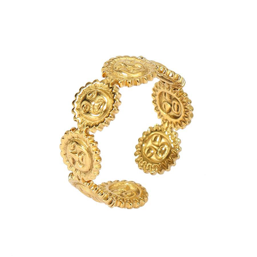 Wholesale Star Sun Moon Stainless Steel Rings 18k Gold Plated Rings ACC-RS-MuC014