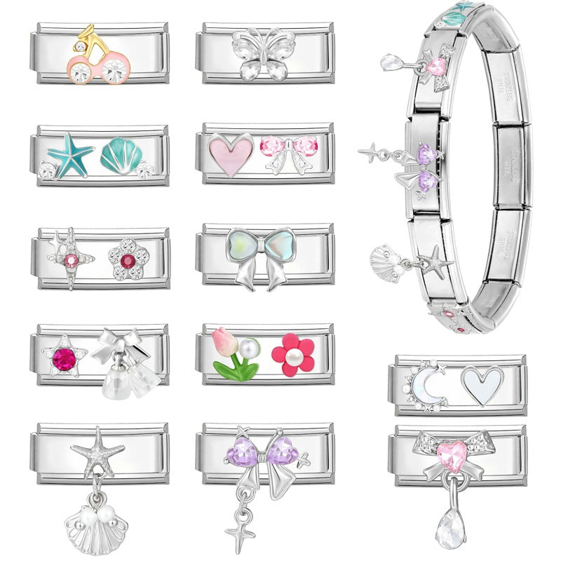 Wholesale Italian Charm Bracelet 9mm DIY Creative Simple  Creative Stainless Steel Composable Bracelet