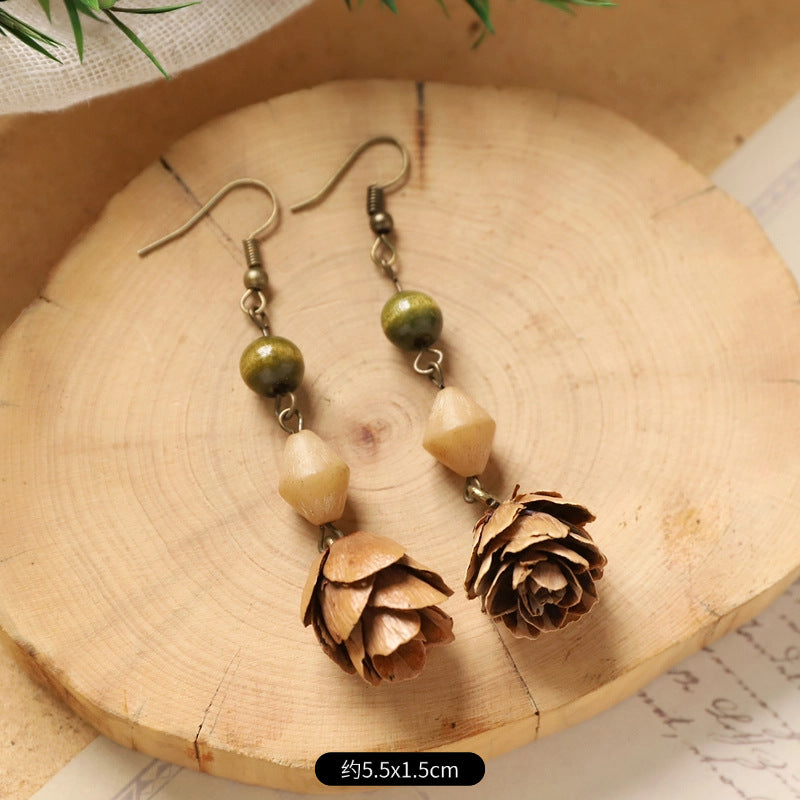 Wholesale Vintage Hand-made Plant Fruit Wood Earrings