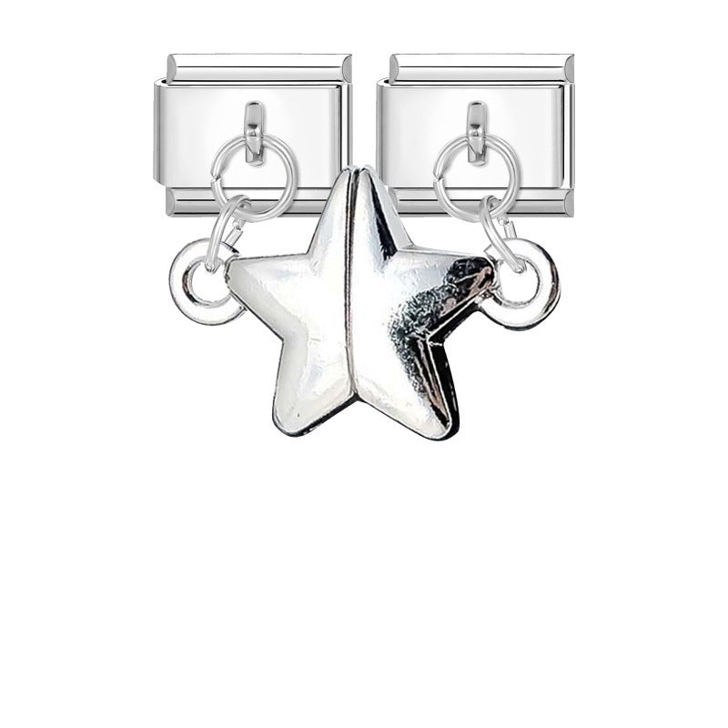 Wholesale Italian Charm Bracelet 9mm DIY Splicing Double Charm DIY Ring Stainless Steel Composable Bracelet