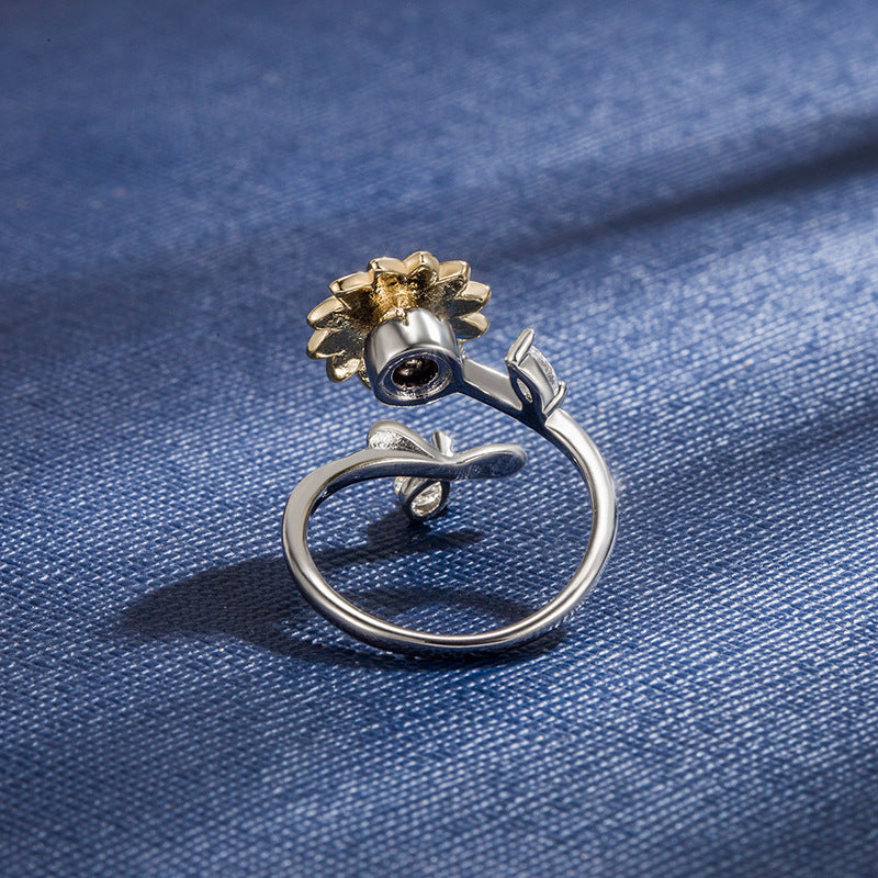 Wholesale  Rotating Ring Flower Shape Electroplated Copper Ring