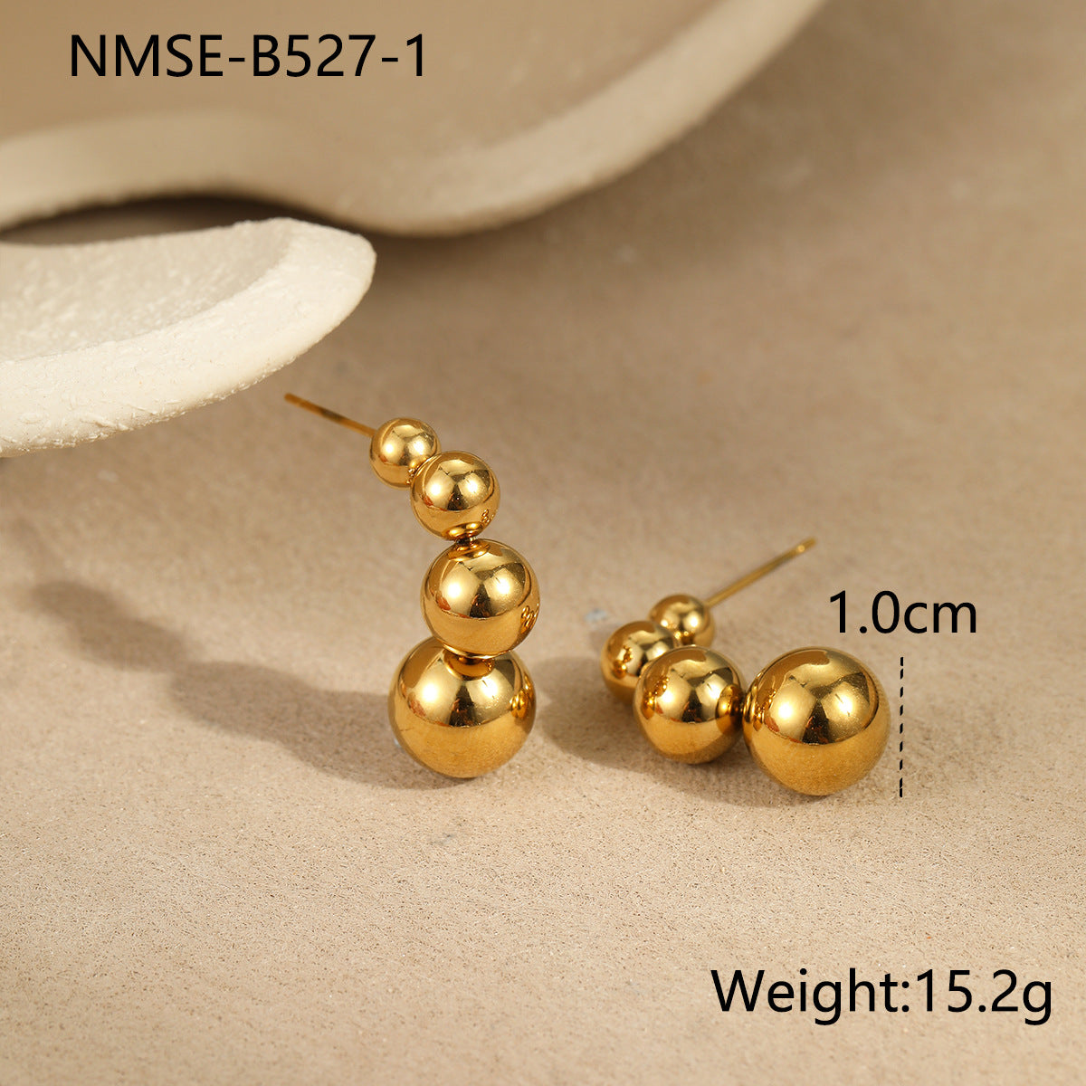 Wholesale  gold and silver color matching round bead earrings