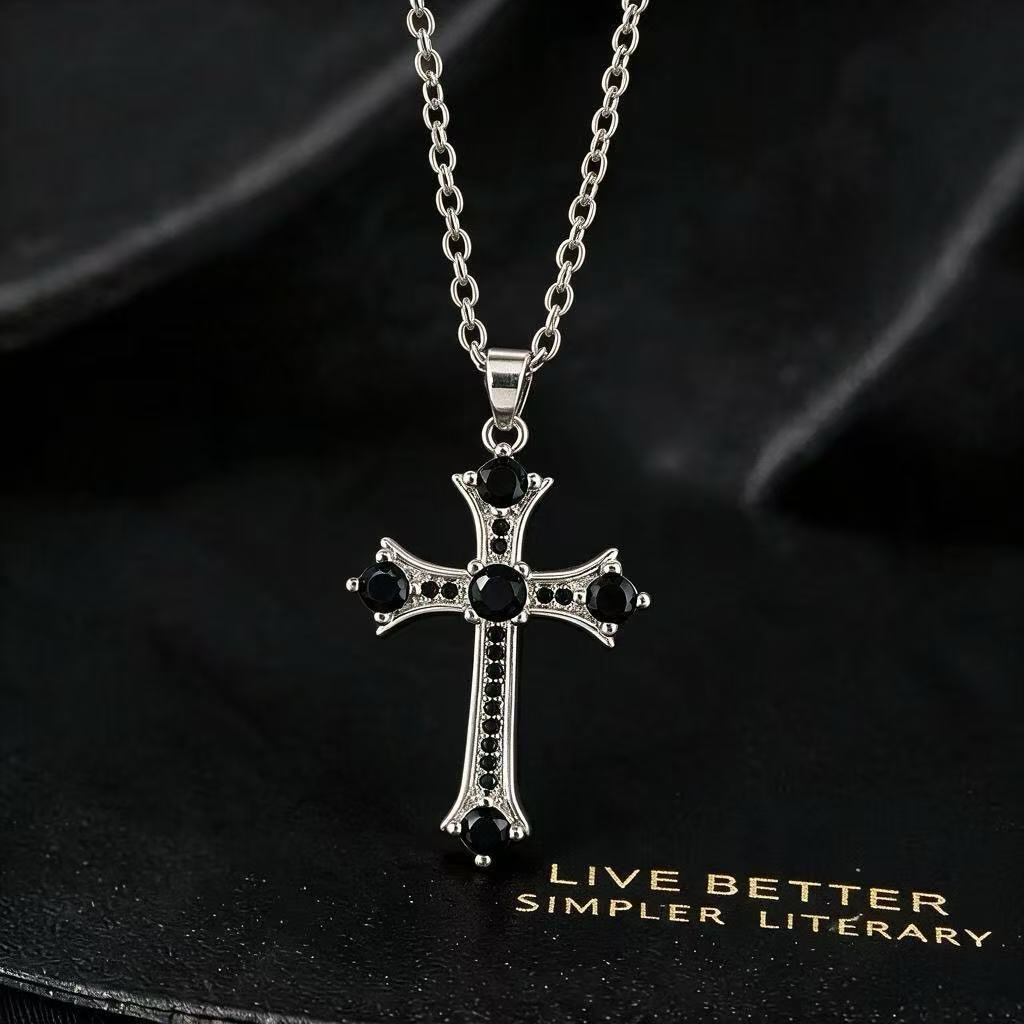 Wholesale Chic Cross Pendant Necklace For Women Micro Set Zircon Copper Electroplated O Shape Chain Fashion Jewelry Accessory Resale Gift