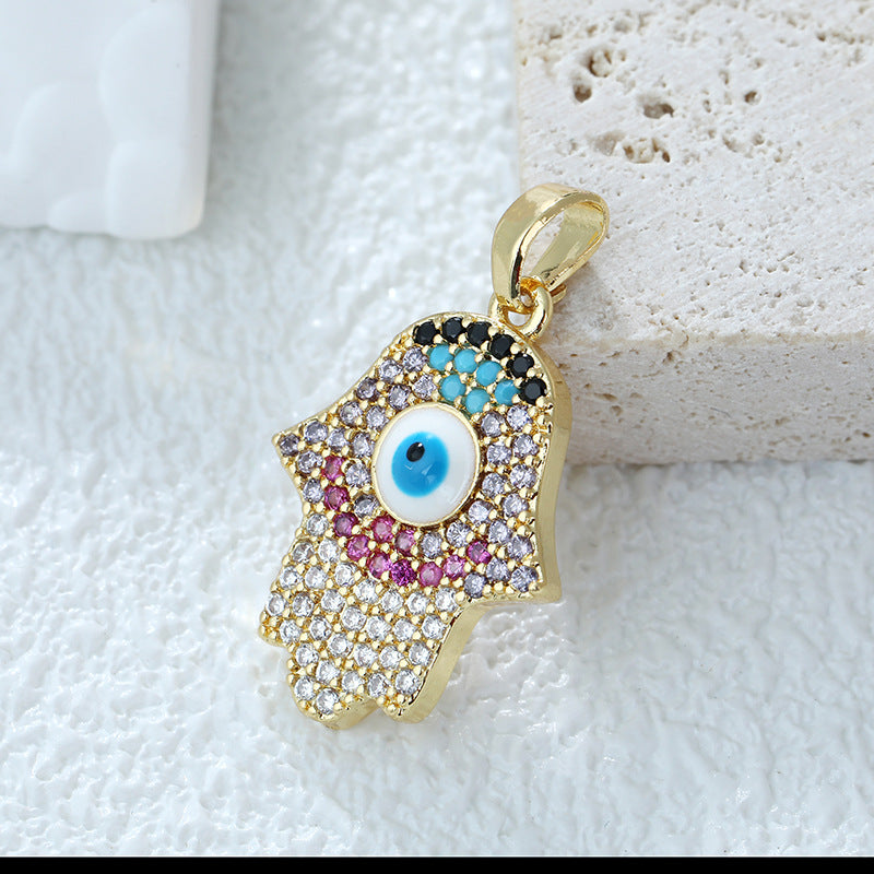 Wholesale Gold Plated Copper Eye Pendant Necklace with Zircon - Trendy Jewelry Accessory for Women