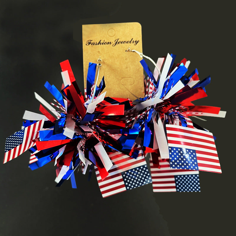 Wholesale 2 Pairs/pack American Independence Day Sparkling Earrings Large Ball Fireworks Acrylic Earrings ACC-ES-HY070