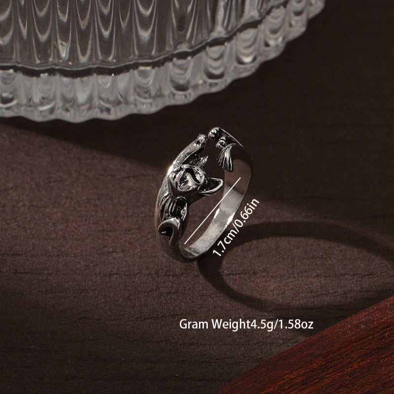 Wholesale Men's Hip-hop Style Retro Zinc Alloy Open Adjustable Ring ACC-RS-YunJ016