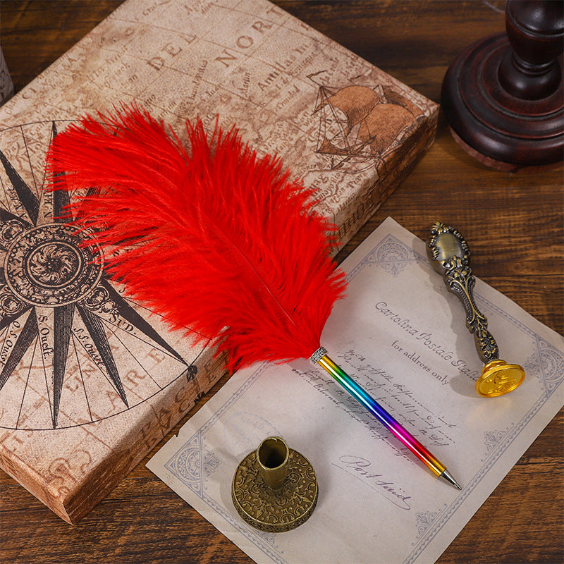 Wholesale Rainbow Color Feather Ballpoint Pen