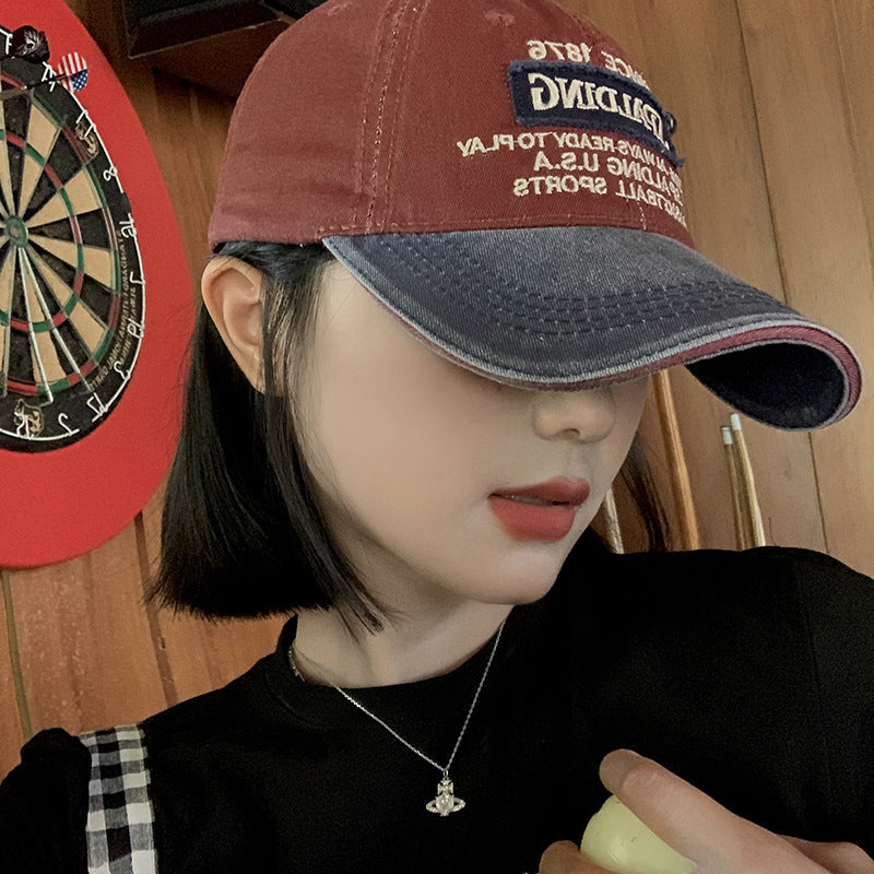 Wholesale Vintage denim colorblock baseball cap hat