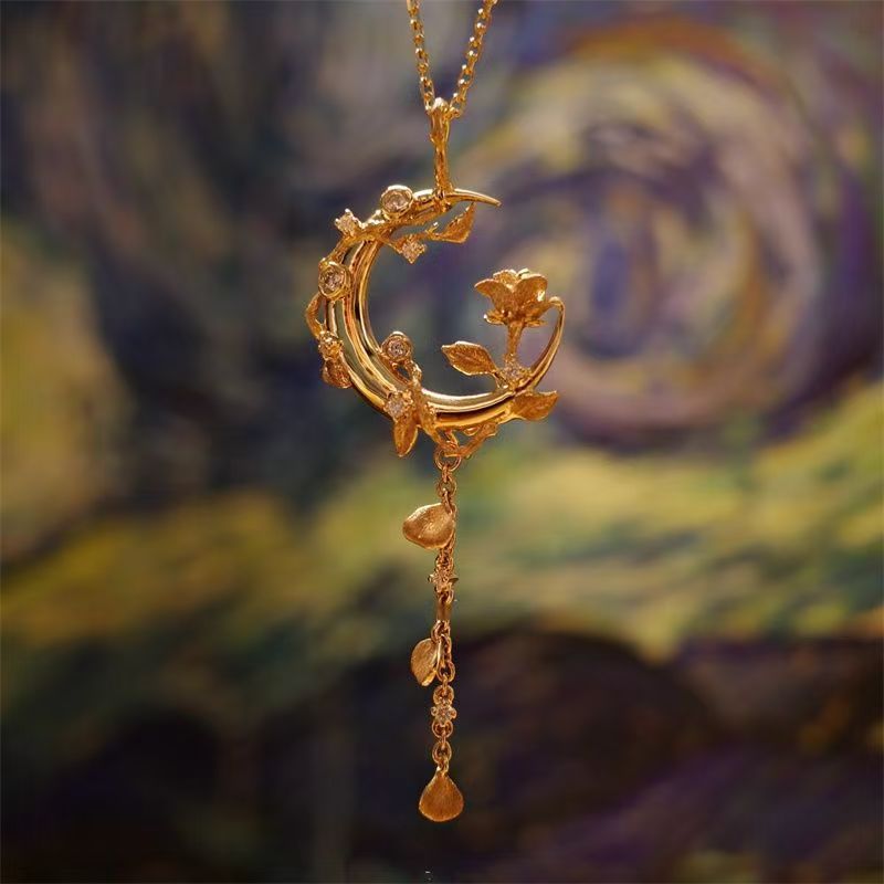 Wholesale Rose on the Moon Diamond Clavicle Chain  Necklace