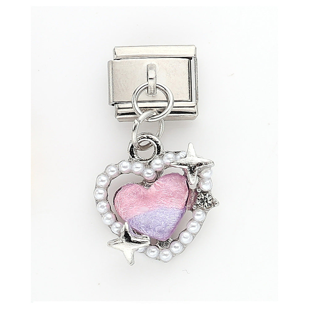 Wholesale 10pcs Italian Charm Bracelet 9mm DIY Splicing Cherry Pepper Flower Pendant Stainless Steel Composable Bracelet