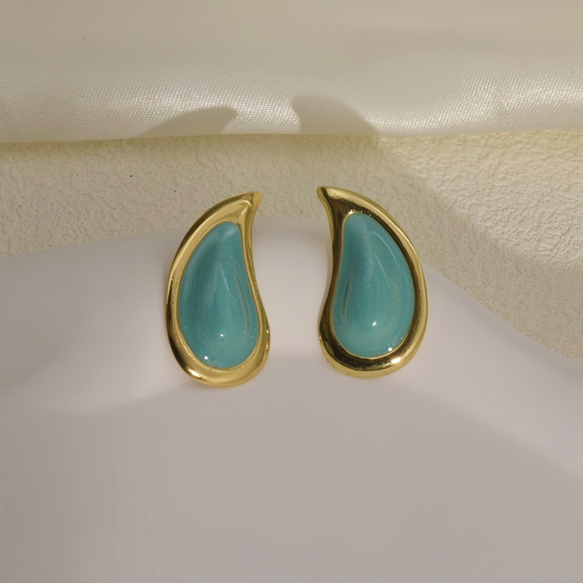 Wholesale Stainless Steel Teardrop Enamel Morandi Color Earrings