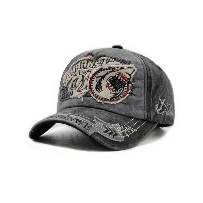Wholesale Letter Shark Hat Denim Embroidery Baseball Cap