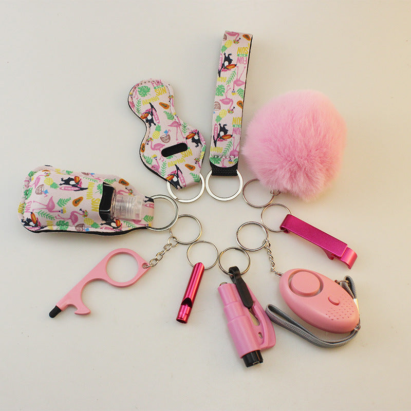 Wholesale Diving Fabric Lipstick Set Bottle Opener Hair Ball Whistle Keychain Set ACC-KC-TMS002