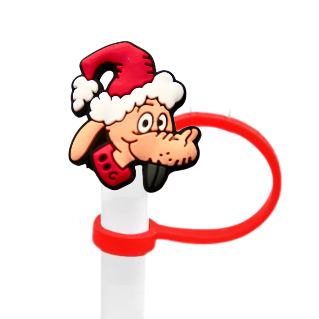 Wholesale 10pcs Christmas themed cartoons 8/ 10mm Straw Cover Straw Tube Cap