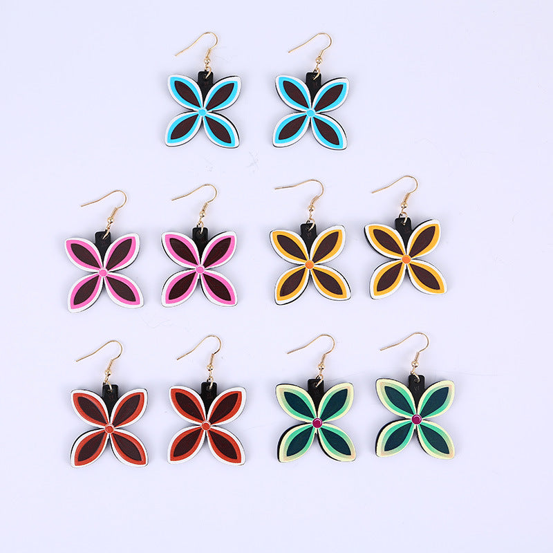 Wholesale Four Leaf Flower Acrylic Earrings ACC-ES-YanChen006