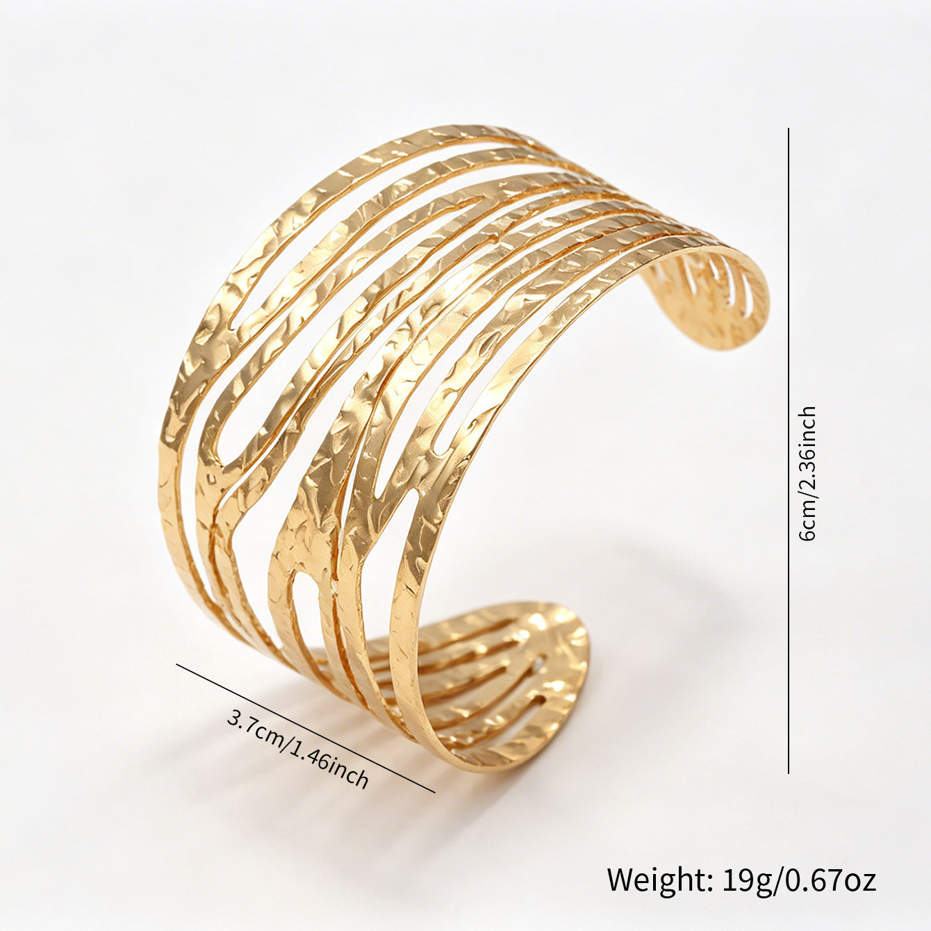 Wholesale Gold Tone Electroplated Iron Open Adjustable Hollow Multi Layer Bracelet Stylish Stackable Jewelry Accessory For Women