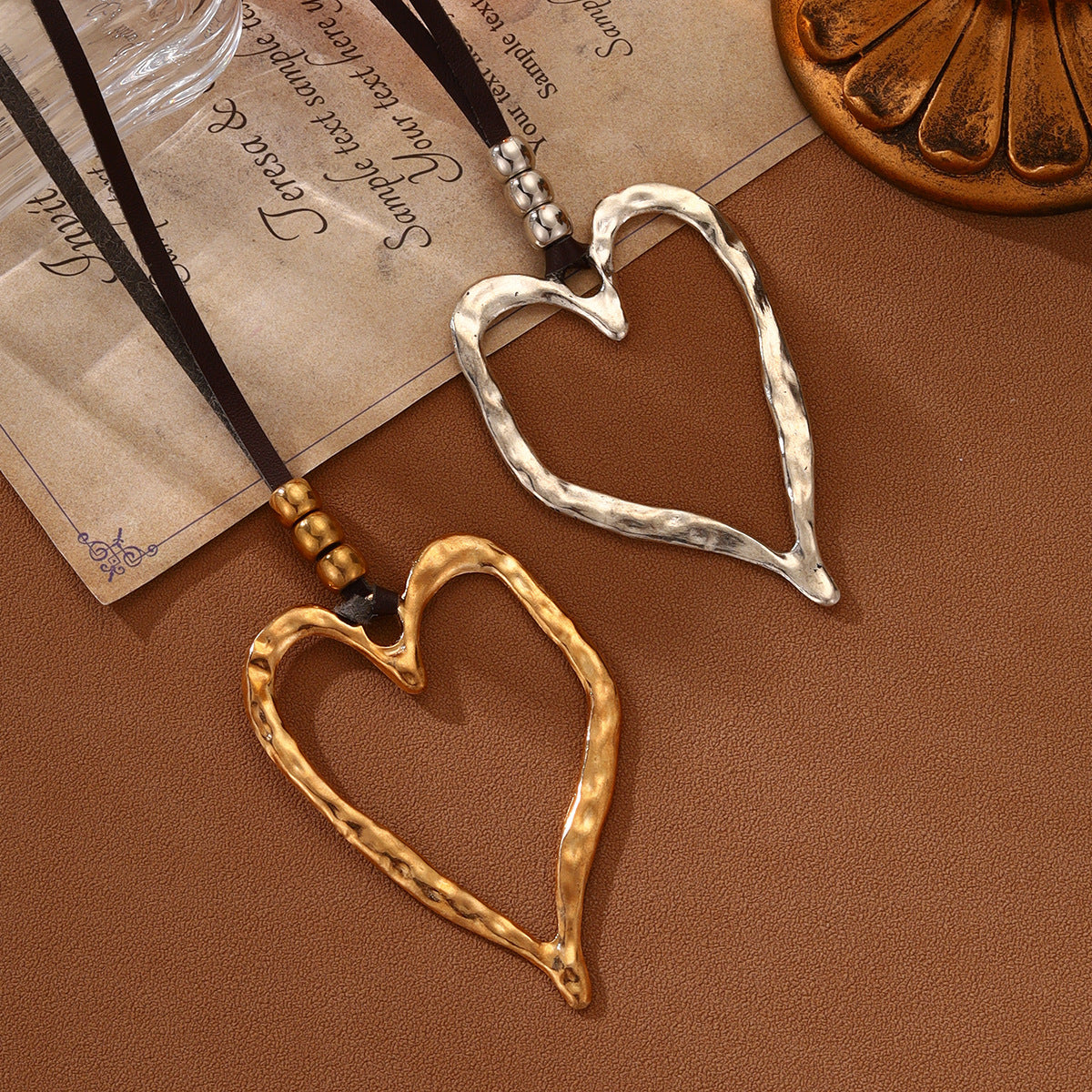 Wholesale Valentine's Day necklace retro cowboy style irregular heart strap necklace