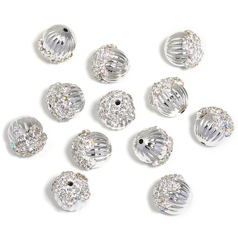Wholesale 20pcs Heavy Rhinestone Acrylic Pumpkin Beads Pine Cone Ball Beaded Diy Accessories ACC-BDS-BLG095