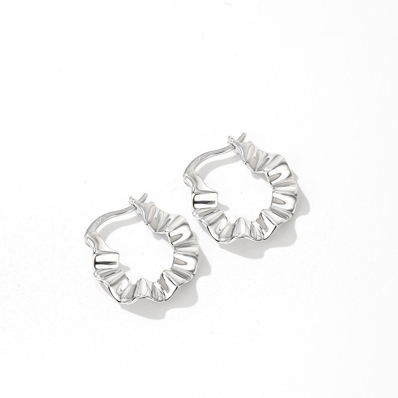 Wholesale S925 sterling silver wave pleated niche design earrings