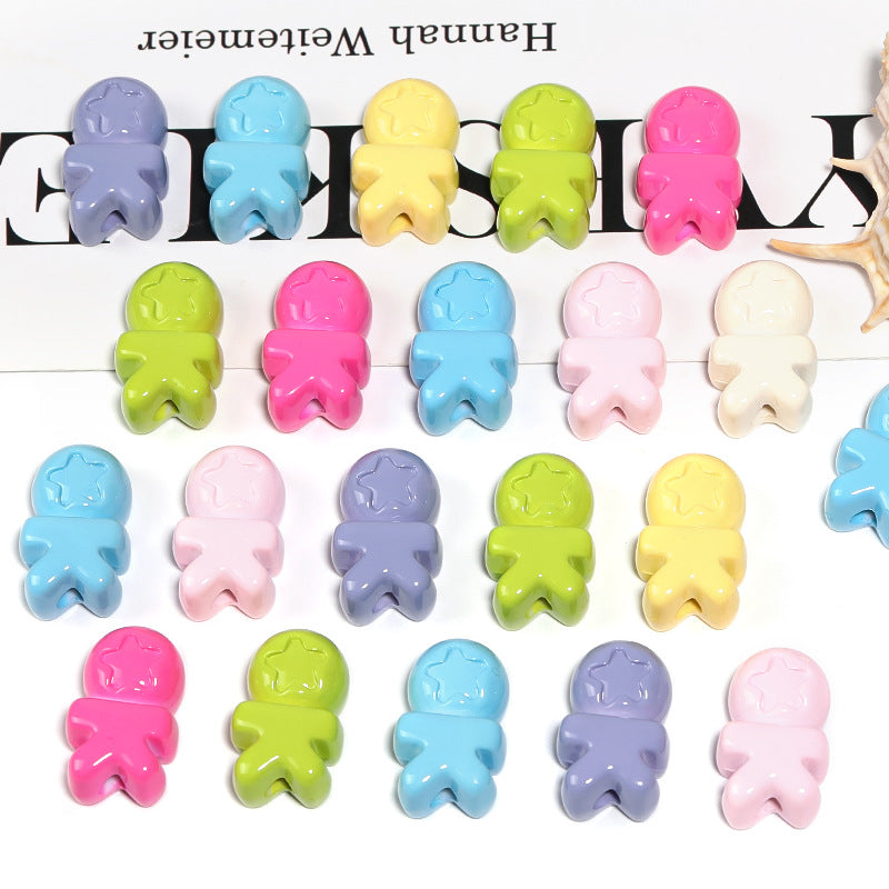 Wholesale 100pcs Candy Color Five-pointed Star OK Letter Beaded Cartoon Gingerbread Man Acrylic Diy ACC-BDS-BLG115