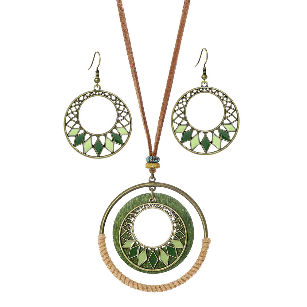 Wholesale Bohemian Forest Style Earrings and Necklace Set - Stylish Fashion Accessory for Party or Everyday Wear