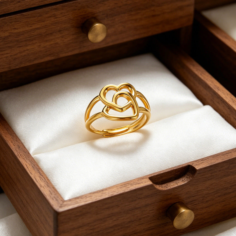 Wholesale Oil Drop Heart Crown Ring Stainless Steel Fashion Accessory Gift