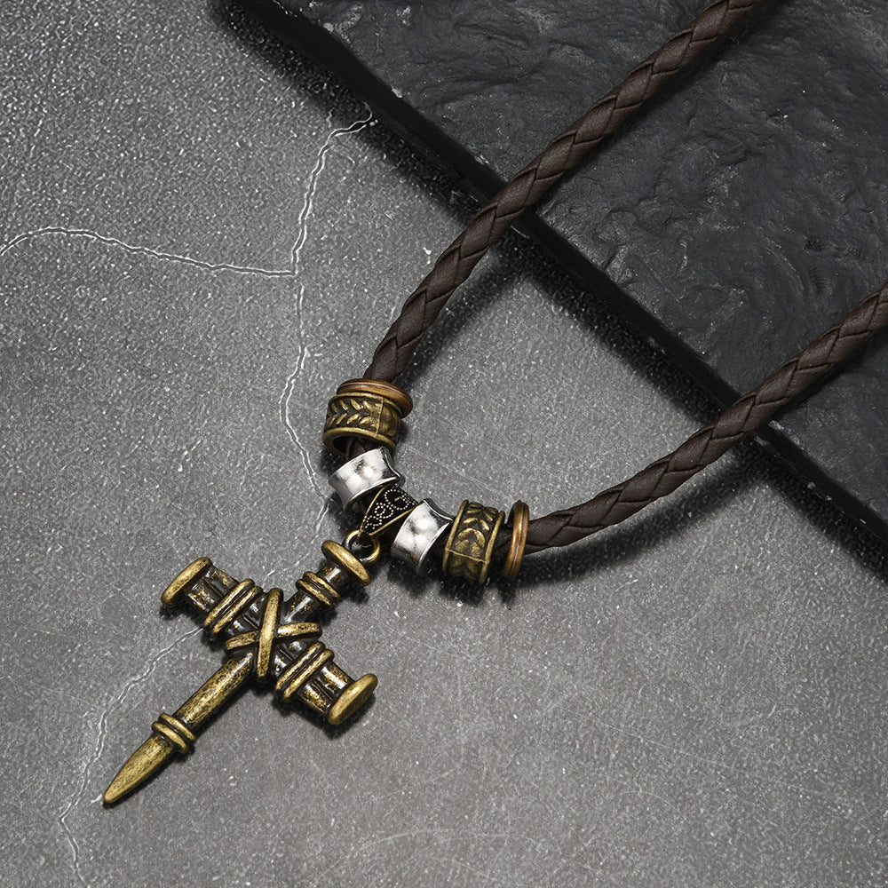 Wholesale Beaded Cross Wax Cord Necklace