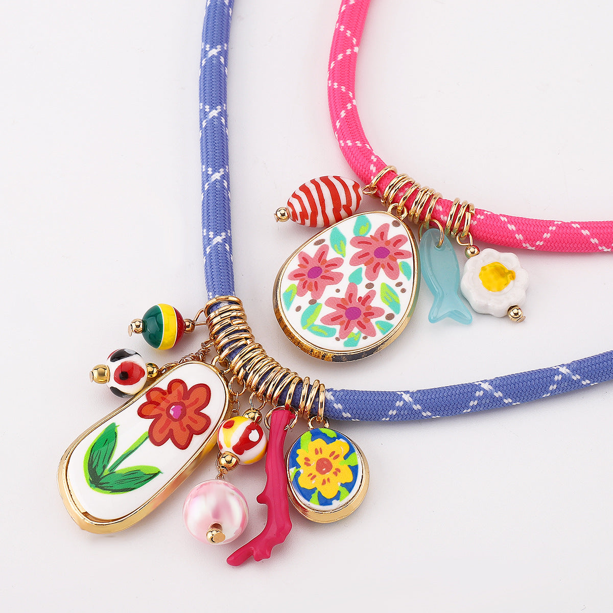 Wholesale Multi-element Pendant Necklace Cute Flower Egg Flower Clavicle Chain